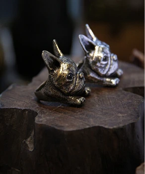 Engros Unik Retro fransk Bulldog Justerbar Ring Høj Kvalitet, Design Mænds Mode Løfte Ringe Kvinder Gave Overwatch Aros