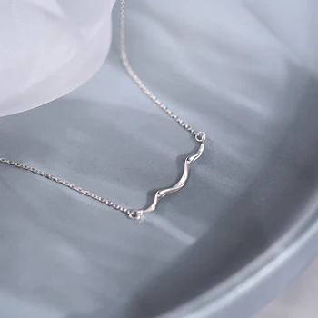 Enkle Minimalistiske Fine Bølge Sølv Farve Kravebenet Kæde Halskæde Til Kvinder koreansk Mode Smykker Gaver s925 Stempel