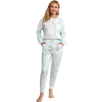 Europæiske og Amerikanske Trykt Pyjamas Kvinders Rund Hals Fashion Hjem langærmet Bukser, der Passer Home Service Efteråret og Vinteren