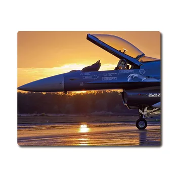 F16 fighter i solnedgangen trykt Tunge vævning anti-slip gummi pad kontor musemåtte Coaster Party favor gaver 220x180x3mm