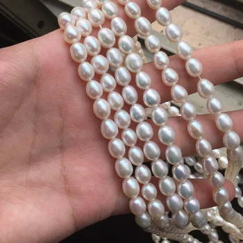 Ferskvands Perle Halskæde Rund Form med Størrelsen på 6,5-7,5 mm Perfekt Glans til Smykker DIY Løs ferskvandsperler Tråde