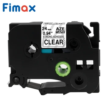 Fimax 2 stykker TZe-151-kompatible Brother label tape TZe151 TZe 151 24mm sort på klar bånd brother label printer