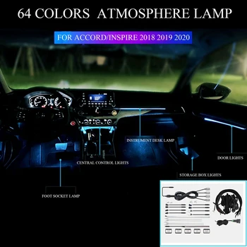 For Honda Accord/Inspirere 2018 2019 2020 LED Interiør Atmosfære Lampe 64 Farver dørhåndtag Atmosfære Lys