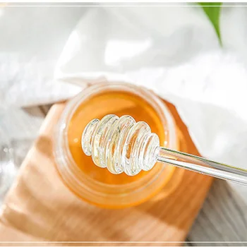 Gennemsigtig Honning Krukker Køkken Spice Opbevaring Flaske varmeandigt borosilikatglas Honning Flaske Beholder med Omrøring Stang