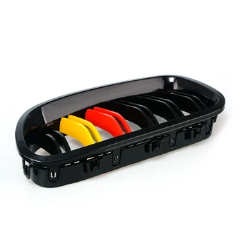 Glans 3-farve Carbon Fiber 2-Linje M5 Style Sort Gitter i Grill Til BMW 2011-F10 520i 535i 550i