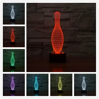 Gratis Forsendelse 1Piece bowling form LED Nat Lys 3D Humør Lampe Usb-3d Led-Lampe Led Nat Lys