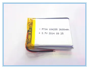 Gratis forsendelse 3,7 V lithium-polymer-batteri 2600 mah 104255 mobile strømforsyning tablet GPS-navigator