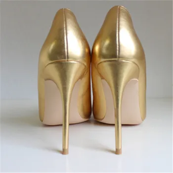 Gratis forsendelse fashion kvinder Pumper Guld Mat læder Spidse tå høje hæle sko size33-43 12cm 10cm 8cm party bryllup sko