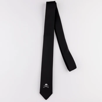 Gratis forsendelse Nye mandlige mænds slips Oprindelige Design Britiske koreanske Casual Mode Studerende 5CM Smalle Slips Broderi Sort Skull