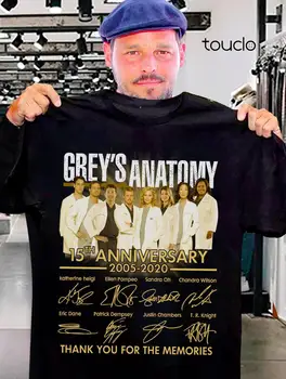Grey ' s Anatomy 15 års Jubilæum 2005-2020 Signatur Tak Mænd Sort Tshirt
