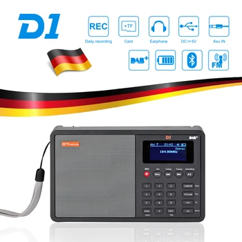 GTMEDIA D1 Professionel Portable Radio FM DAB-Radio med LCD-Display Alarm Ur med 18650 FM DAB+/FM+BT/Kort/AUX Speaker