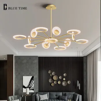 Guld Sort Moderne LED Lysekrone Til Soveværelse, Stue, Spisestue Indretning Lamper Hængende Lysekroner i Loftet Indendørs Belysning