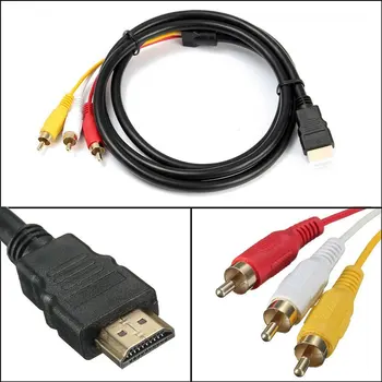 HDMI-kompatible At 3Rca Netværk Set-Top-Boks Hd-Konvertering Kabel Av Kabel-Video Kabel 1,5 M 1080P Mandlige S-Video Til Av Lyd-Kabel