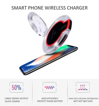 HIPERDEAL Беспроводная зарядка Runde Krystal Qi Trådløse Oplader Til Huawei Og Apple Mobiltelefoner