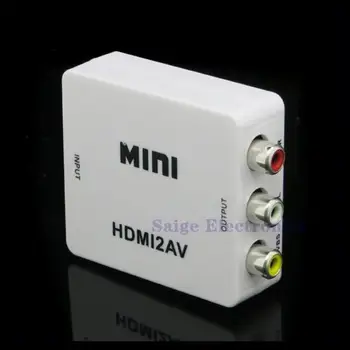 Hvid Farve-TV Ægte 1080P HD Video Converter HDMI til AV-Adapter CVBS+L/R HDMI-til-RCA