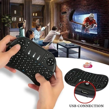 I8 Wireless Keyboard Mini Bærbare 2.4 GHz USB-Genopladelige Tastatur med Touchpad RGB-Baggrundsbelysning til PC/Mac/Smart-Tv/PS3/PS4