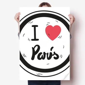 Jeg Elsker Paris Ord Mønster Plakaten Mærkat Mærkat 80x55