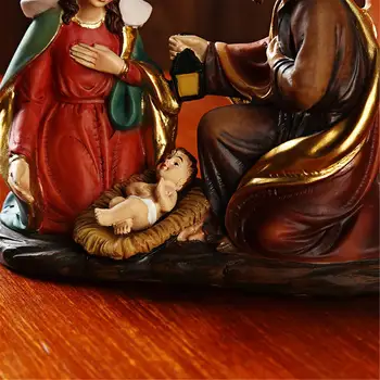 Jul Elegant Profil Fødselskirken Ornamenter Religiøs Statue Hellige Familie Harpiks Dekorative Figurer Personlighed Nytår Gave