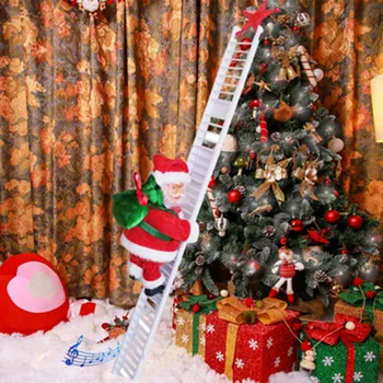 Jul Hængende Dekoration Santa Claus Elektriske Klatre Stige Hængende Legetøj Dukke Christmas Tree Dekoration HOT