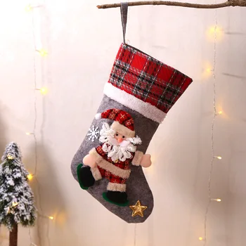 Juledekoration Stort Ternet Jul Dukke Sokker Børn Gave Pose Slik Sokker Gavepose