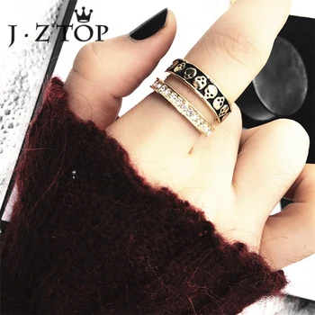 JZTOP Retro Punk Skeleton Ring Sæt Til Kvinde Vintage Guld Sølvfarvet Metal Knuckle Finger Ring Kvindelige Statement Smykker