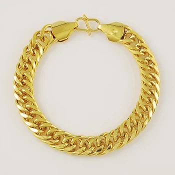Kvinder er Mænds Armbånd 24K guldbelægning Cubanske Kæde-Armbånd-Gul Guld-Farve-Mode Engros Smykker til Mænd KBB10