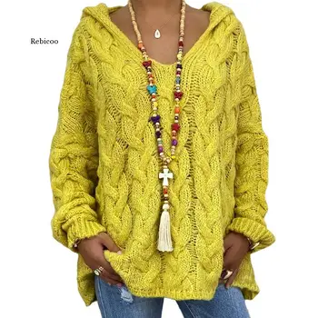 Kvinder Sweater Mode Farve Blokering langærmet Strik Pullover Sweater Bluse, Frakke Kvinder ' s Tøj 2021