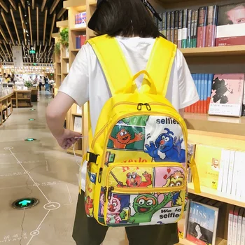 Kvinders Ins Bag Oxford PVC Syning Campus-Sommer-Stor Kapacitet Søde Tegneserier Udskrivning Japansk Rygsæk