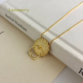 Leouerry 925 Sterling Sølv Cirkel Blad Halskæde Kreative Guld Rund Mønt Halskæde til Kvinder 2019 Nye Sommer Smykker