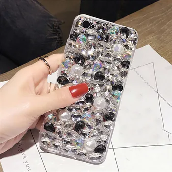 Luksus Mode 3D Fuld Bling Jeweled Perle Diamant Tilbage Phone Case Cover Til Samsung Galaxy Note 10 9 8 S20 Ultra S10E/9/8 PlUS