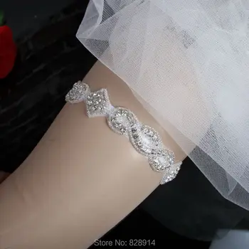 Luksus Rhinestones Beaded Bryllup Brude Retstrik Håndlavet Personlige il Tilpasset Strømpebånd