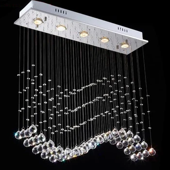 Moderne kreative bølget K9 LED krystal lysekrone undersøgelse soveværelse stue regndråbe gardin belysning lysekrone