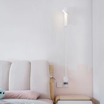 Moderne LED-væglampe med Knappen Skifte Dæmpbar væglampe Hjem Belysning, Justerbar 7W 9W Sort Til Hjemmet Trappe Soveværelse Sengen