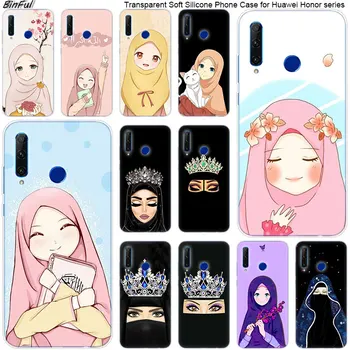 Muslimske Islamiske Gril Øjne arabisk Hijab Blød Silikone Telefon Tilfældet for Huawei Honor 20 20i 10 9 8 Lite 8X 8C 8A 8S 7S 7A Pro Udsigt 20