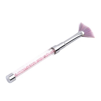 Ny Mode Gradient Pink Sløjfe Håndtere Støv Glitter Pulver Remover Pen Fan Form Negle Børste Manicure Nail Art Værktøj