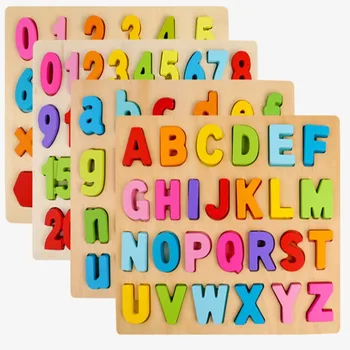 Ny Stil Barn Kobling Plade Træ-Puslespil Baby Digital Brev Form Puslespil Tidlig Læring & Uddannelse Toy Farverig For Børn
