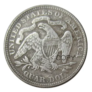 OS 1872 P/S/CC Siddende Frihed Quater Dollar Sølv Forgyldt Kopi Mønt