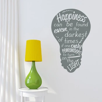 Pære vægoverføringsbilleder Citater Lykke kan findes Motivation Wall Sticker Til Hjem Soveværelse Væg Dekoration Vinyl Vægmaleri X372
