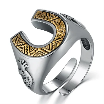 Ruibeila smykker Indian wind piper hestesko 925 sterling sølv ring mænds åbning damer smykker smykker ring