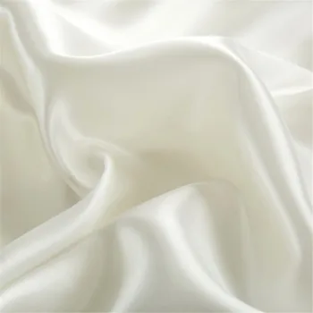 SlowDream Luksus Silke Hvidt Sengetøj Sæt Silkebløde Sunde Premium Kvalitet Dynebetræk Flat Sheet Pillwocase Kingsize-Seng, Queen-Sæt