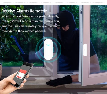 Smart Switch Tyverialarm Tuya Smart WiFi Dør Vindue Sensor, Dør Åben / Lukket Detektorer Hjem Alarm For Alexa, Google Dropship