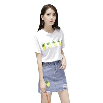 Sommer stil, der passer kvindelige mode to delt sæt 2018 nye kvinders koreanske print søde toppe små, friske denim short skirt set 298