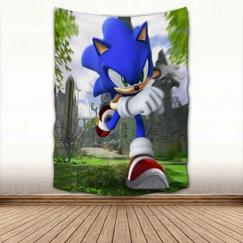 Sonic The Hedgehog Gobelin Farverige Psykedeliske Dekorative Væg Tæppe Stof Til Stue, Soveværelse Gobeliner Tilbehør