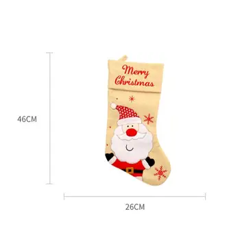 Store Strømper Santa Elk Stof Gave Sokker Jul Dejlige Taske Til Børn Pejs Christmas Tree Dekoration