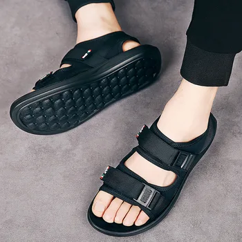 Student open toe shoes 2019 summer men's casual sandals fashion breathable canvas men shoes beach sandals chaussure homme 140-8m