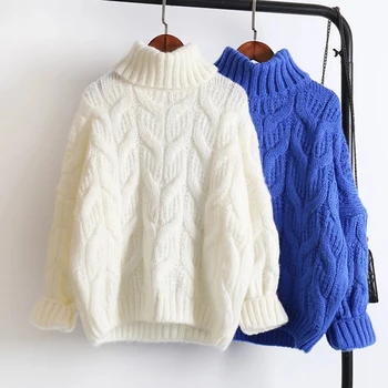 Sweater Damer Pullover Strik 2020 Vinter Tyk Casual Kvinders Strikket Top Pull-up Sweater XL Kvinders Twist Varm Trøje
