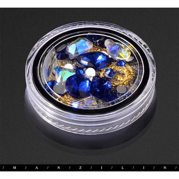 Søm Grønne Rhinsten Kaviar Microbead Mix Sæt Gennemsigtige AB Rhinestone Krystal Glas Diamant Eventyr-Perle 3D Negle Dekoration