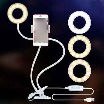 Telefon Holder med Ring Lys BG-12W 2-i-1 Mobiltelefon Holder LED Selfie Ring Lys Live Stream Phone Clip