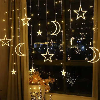 Tvillinger Moon-Stjerne-LED-Lampe Lys Christmas Light Decoration Bryllup juletræ Part Have Indendørs Udendørs Udsmykning