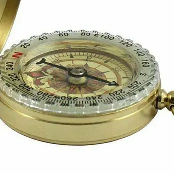 Udendørs Camping Arkæologi Eventyr Navigation Instrument Bærbare Lysende Kompas Messing Nøglering Kompas